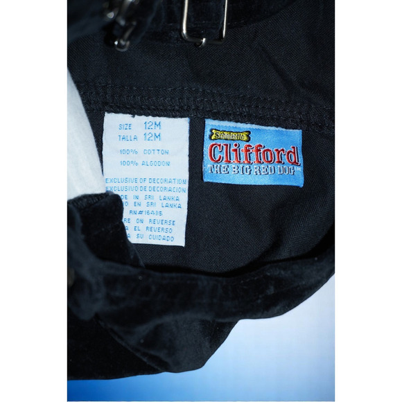 Rare Vintage Clifford the Big Red Dog Baby Dress 12M – Black Velvet Embroidered - Picture 6 of 6